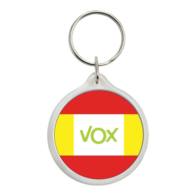 Llavero Redondo Vox Blanco Bandera De España
