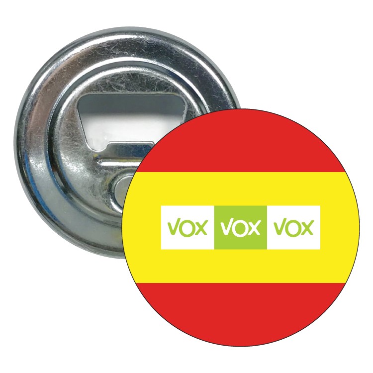 Abridor Redondo Vox Verde Y Blanco Con Bandera De España