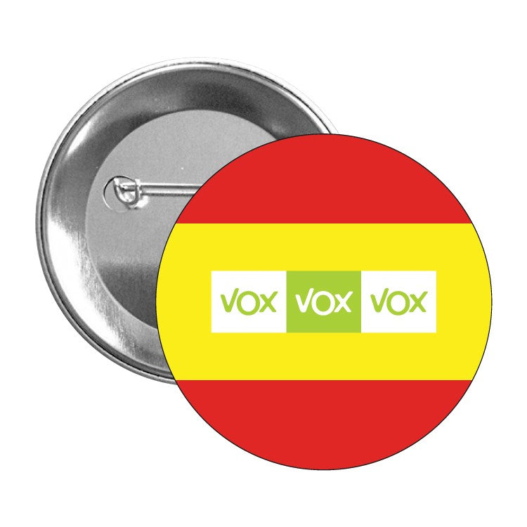 Chapa Vox Verde Y Blanco Con Bandera De España