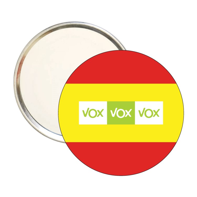 Espejo Redondo Vox Verde Y Blanco Con Bandera De España