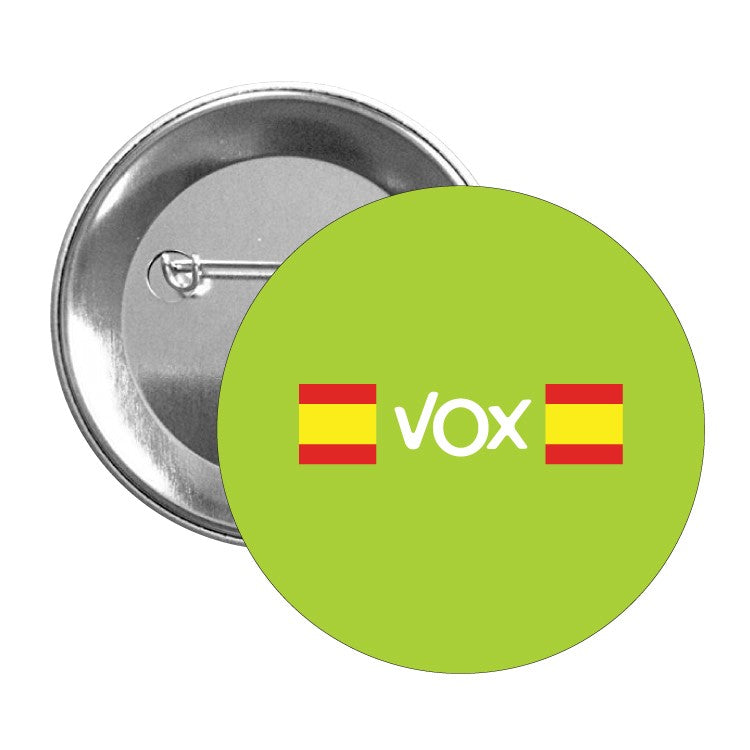 Chapa Vox Bandera De España Fondo Verde