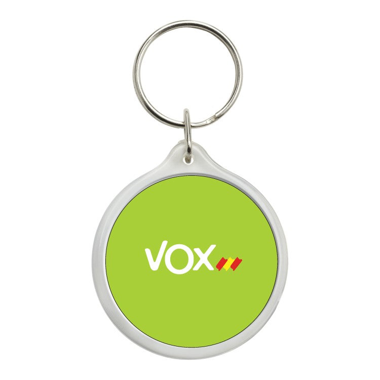 Llavero Redondo Vox Bandera De España Diagonal Fondo Verde