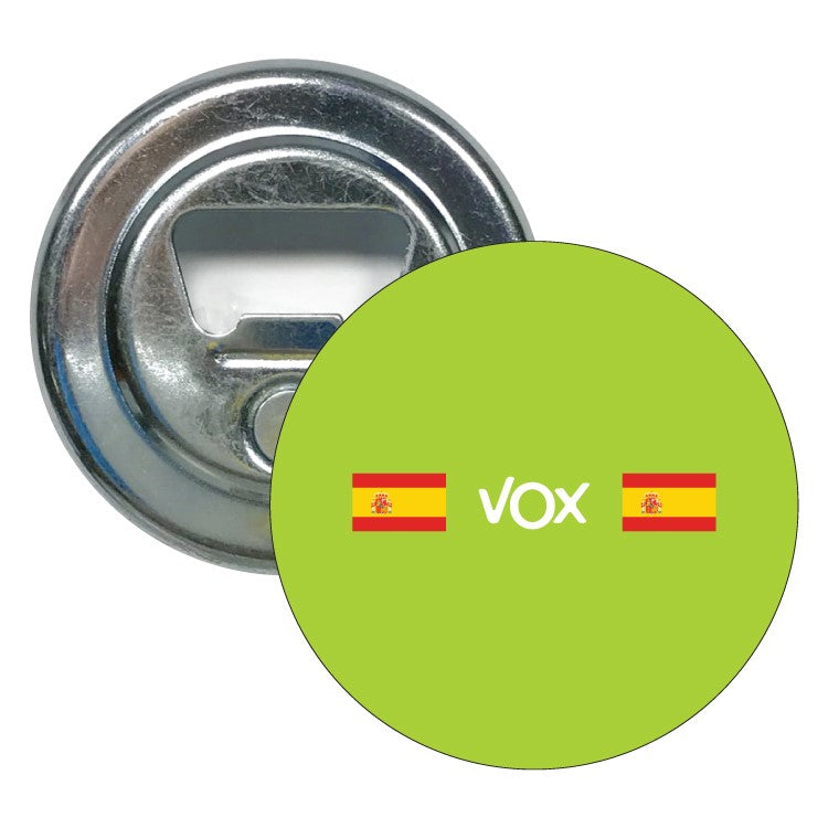 Abridor Redondo Vox Banderas De España Fondo Verde