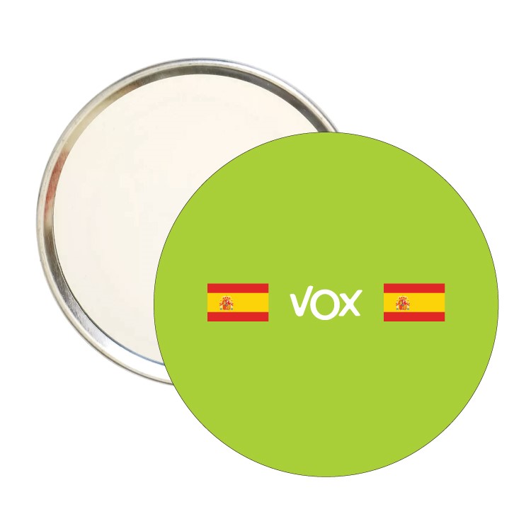 Espejo Redondo Vox Banderas De España Fondo Verde