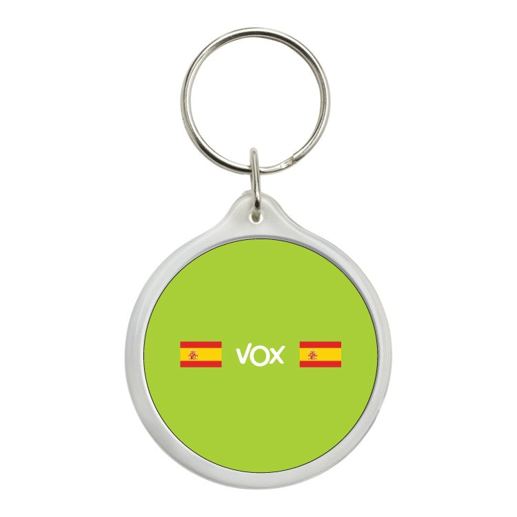 Llavero Redondo Vox Banderas De España Fondo Verde