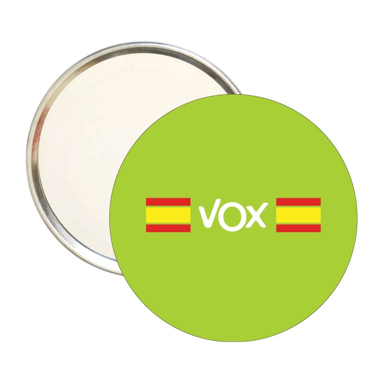 Espejo Redondo Vox Con Bandera Española Verde