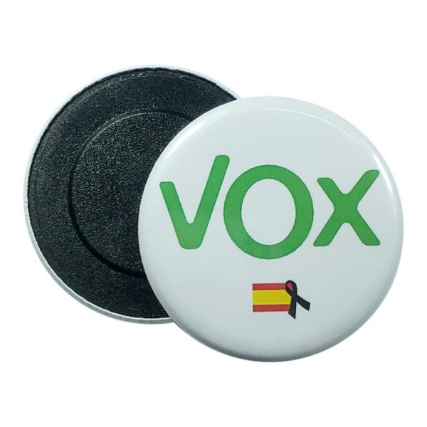 Partido Político Vox Imán Redondo Con Bandera De España Luto