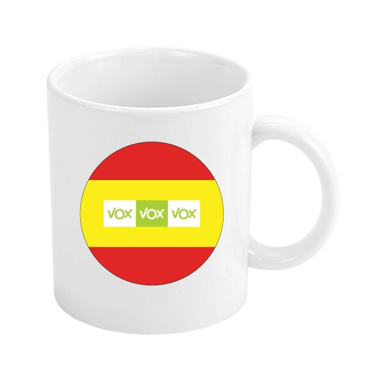 Taza Vox Verde Y Blanco Con Bandera De España