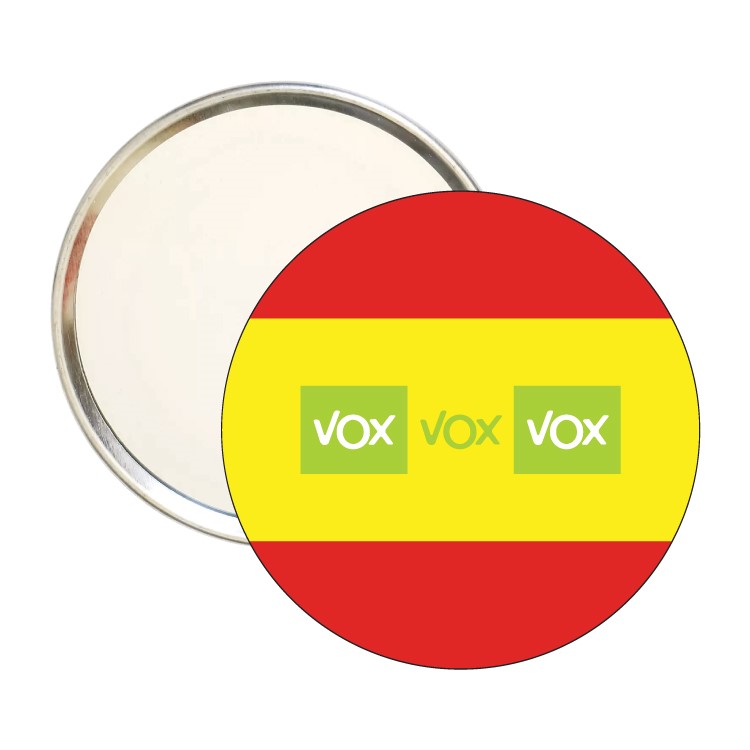 Espejo Redondo Vox Triple Con Bandera De España