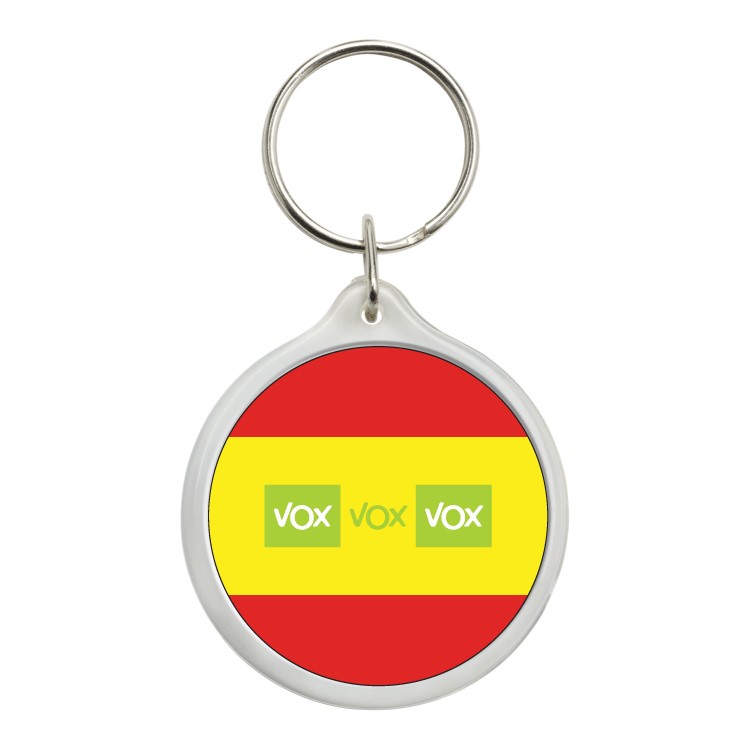 Llavero Redondo Vox Triple Con Bandera De España