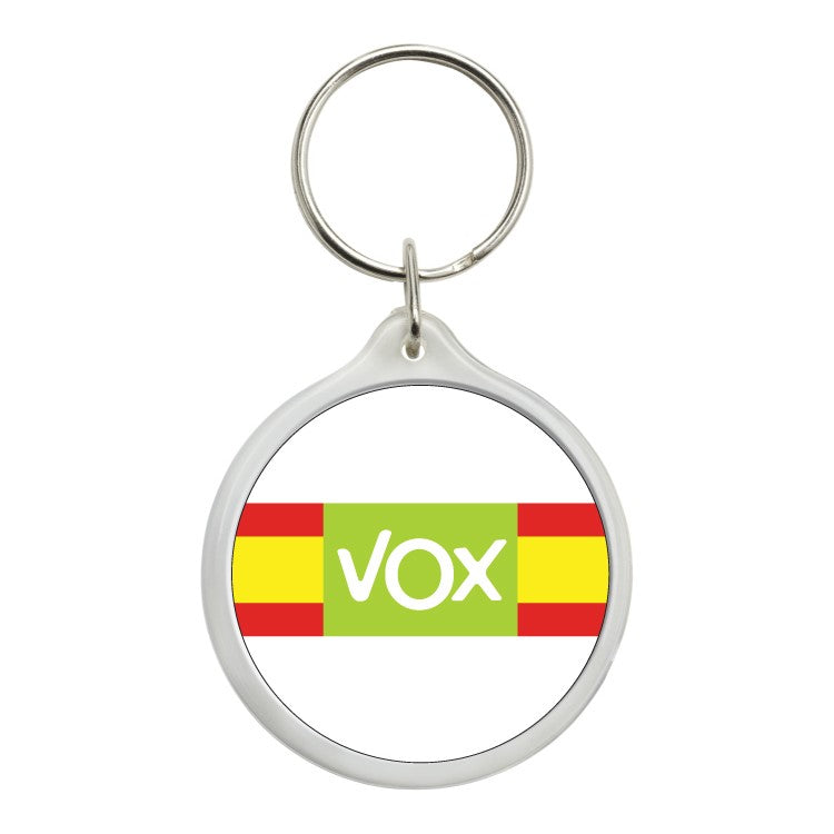 Llavero Redondo Vox Verde Con Bandera De España
