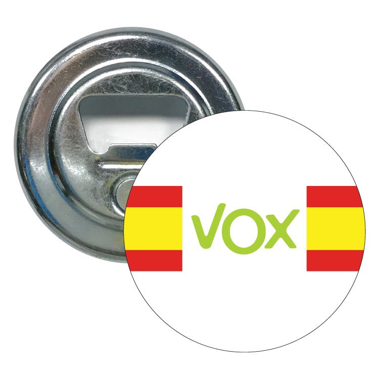Abridor Redondo Vox Blanco Con Bandera De España