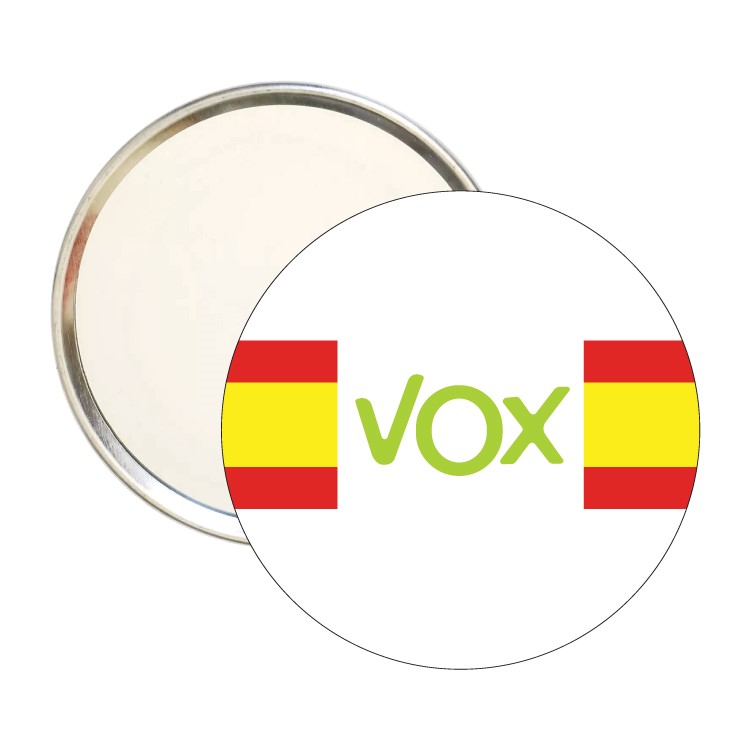 Espejo Redondo Vox Blanco Con Bandera De España