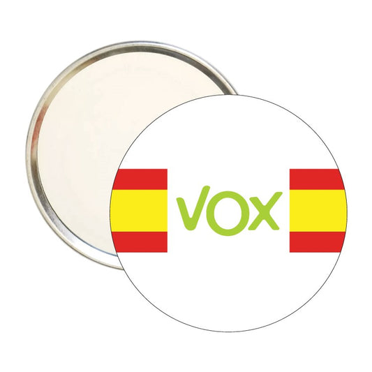 Espejo Redondo Vox Blanco Con Bandera De España