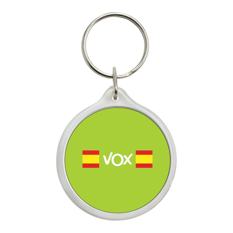 Llavero Redondo Vox Bandera De España Fondo Verde