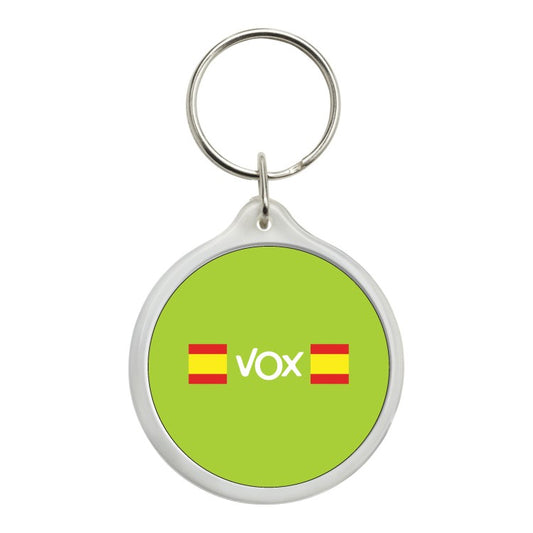 Llavero Redondo Vox Bandera De España Fondo Verde