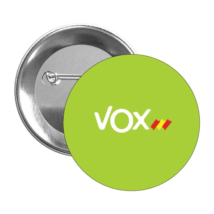 Chapa Vox Bandera De España Diagonal Fondo Verde