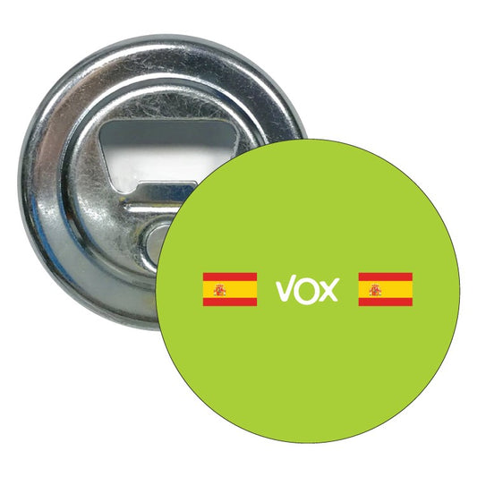 Abridor Redondo Vox Banderas De España Fondo Verde