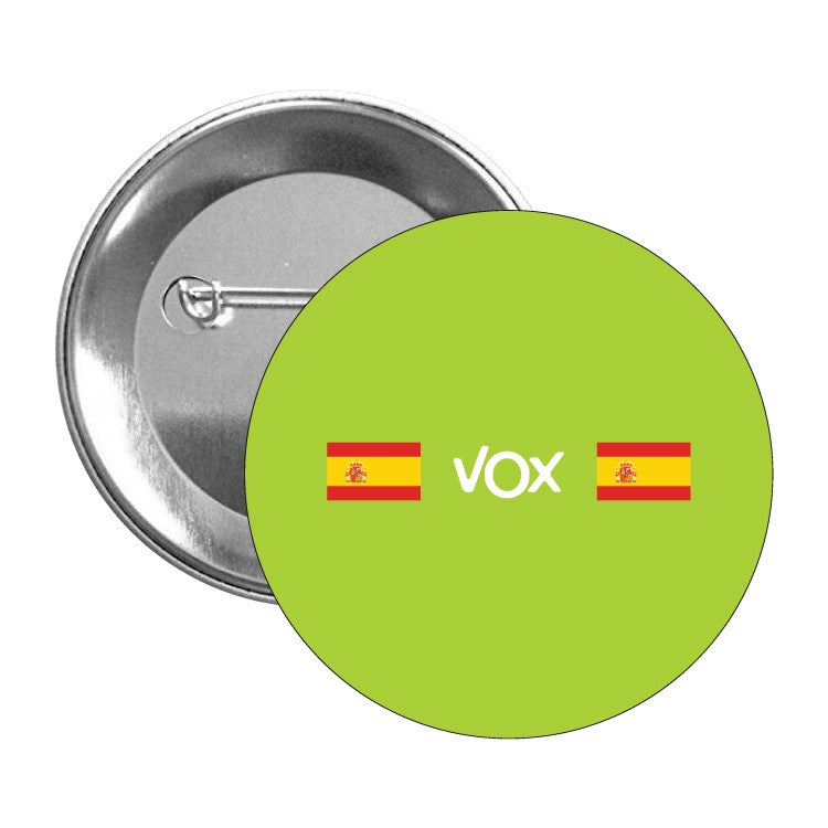 Chapa Vox Banderas De España Fondo Verde