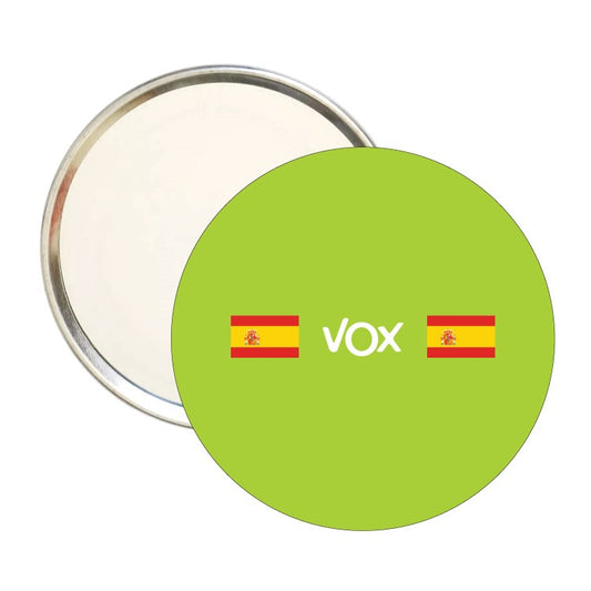 Espejo Redondo Vox Banderas De España Fondo Verde