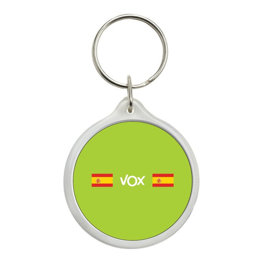 Llavero Redondo Vox Banderas De España Fondo Verde