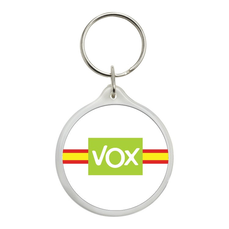 Llavero Redondo Vox Con Bandera Española