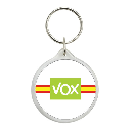 Llavero Redondo Vox Con Bandera Española