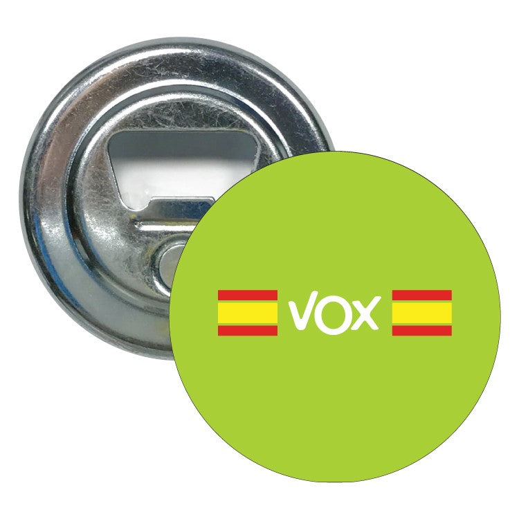 Abridor Redondo Vox Con Bandera Española Verde