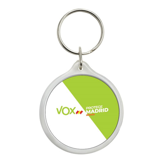 Llavero Redondo  Vox Protege Madrid Bandera